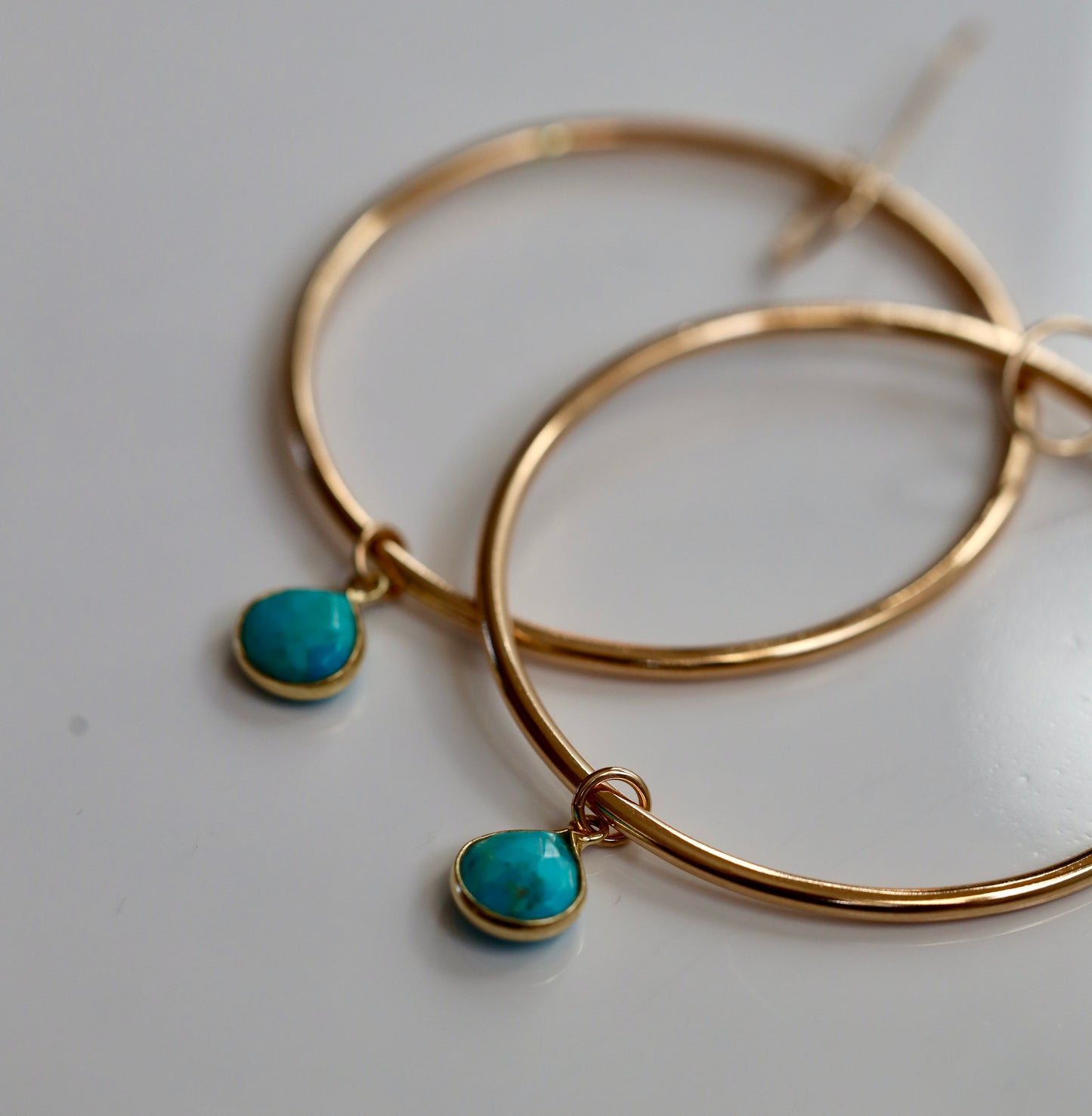 Turquoise Gold Hoops