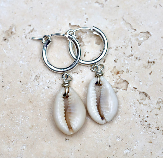 Cowrie Huggies sterling silver