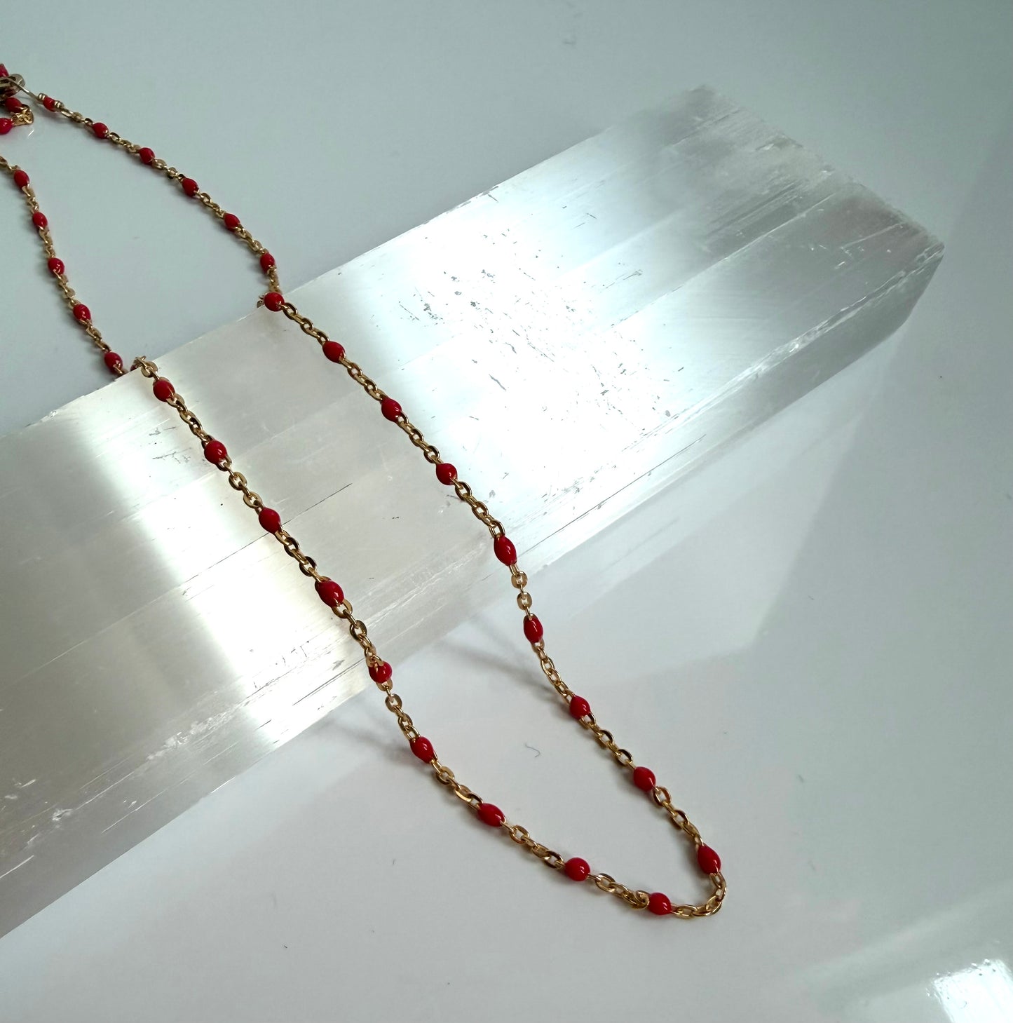 Gold Fill Enamel Chain Fuscia