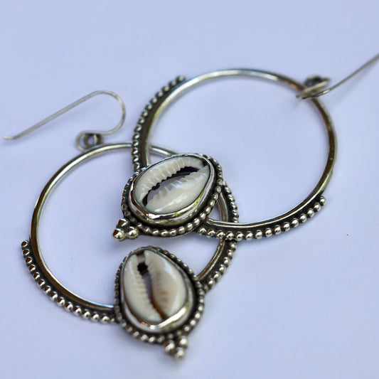 Statement Cowrie Hoop Earrings