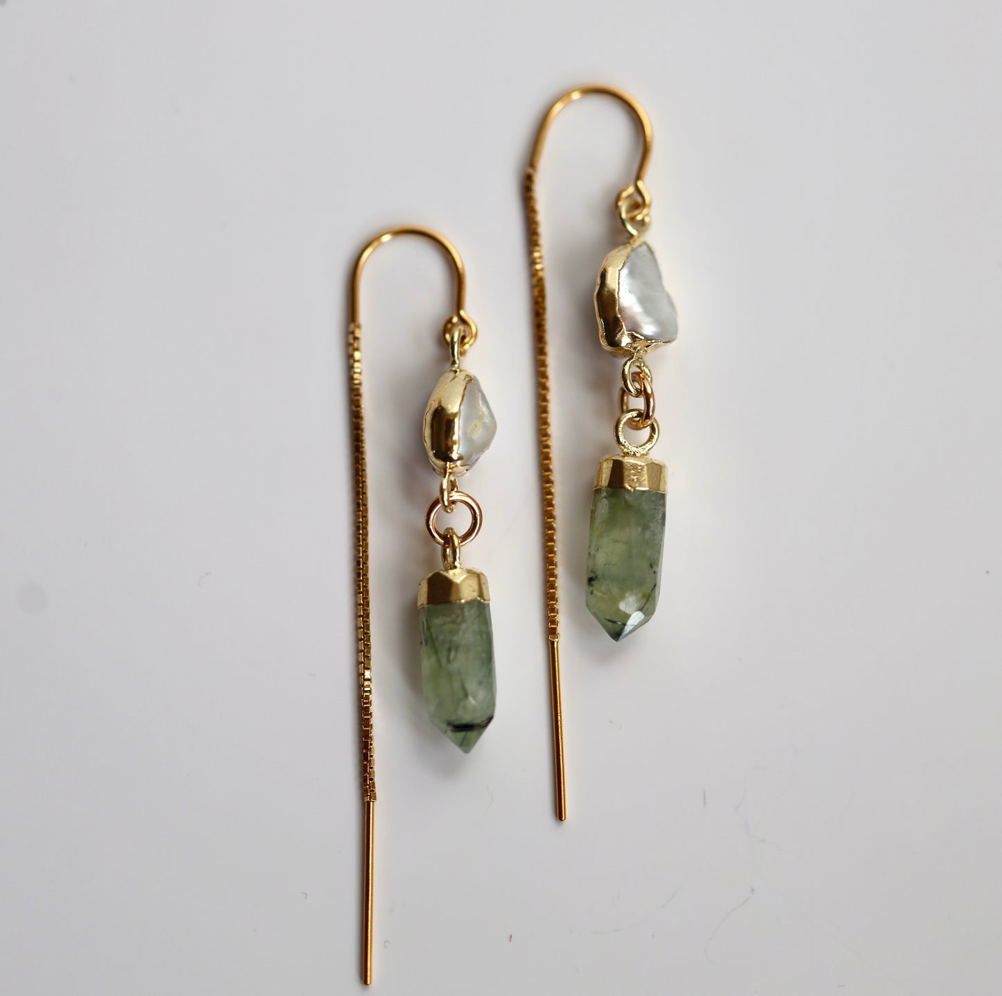 Prehnite and Pearl Threaders