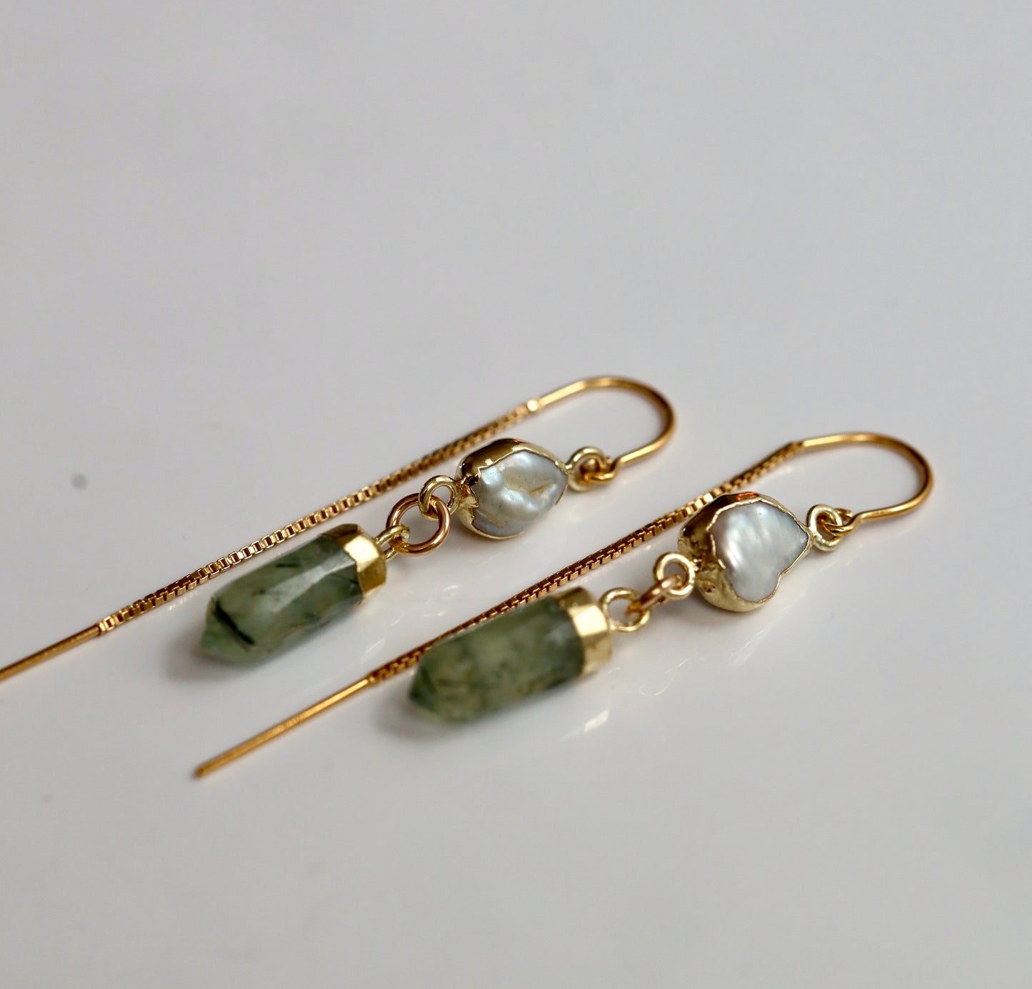 Prehnite and Pearl Threaders