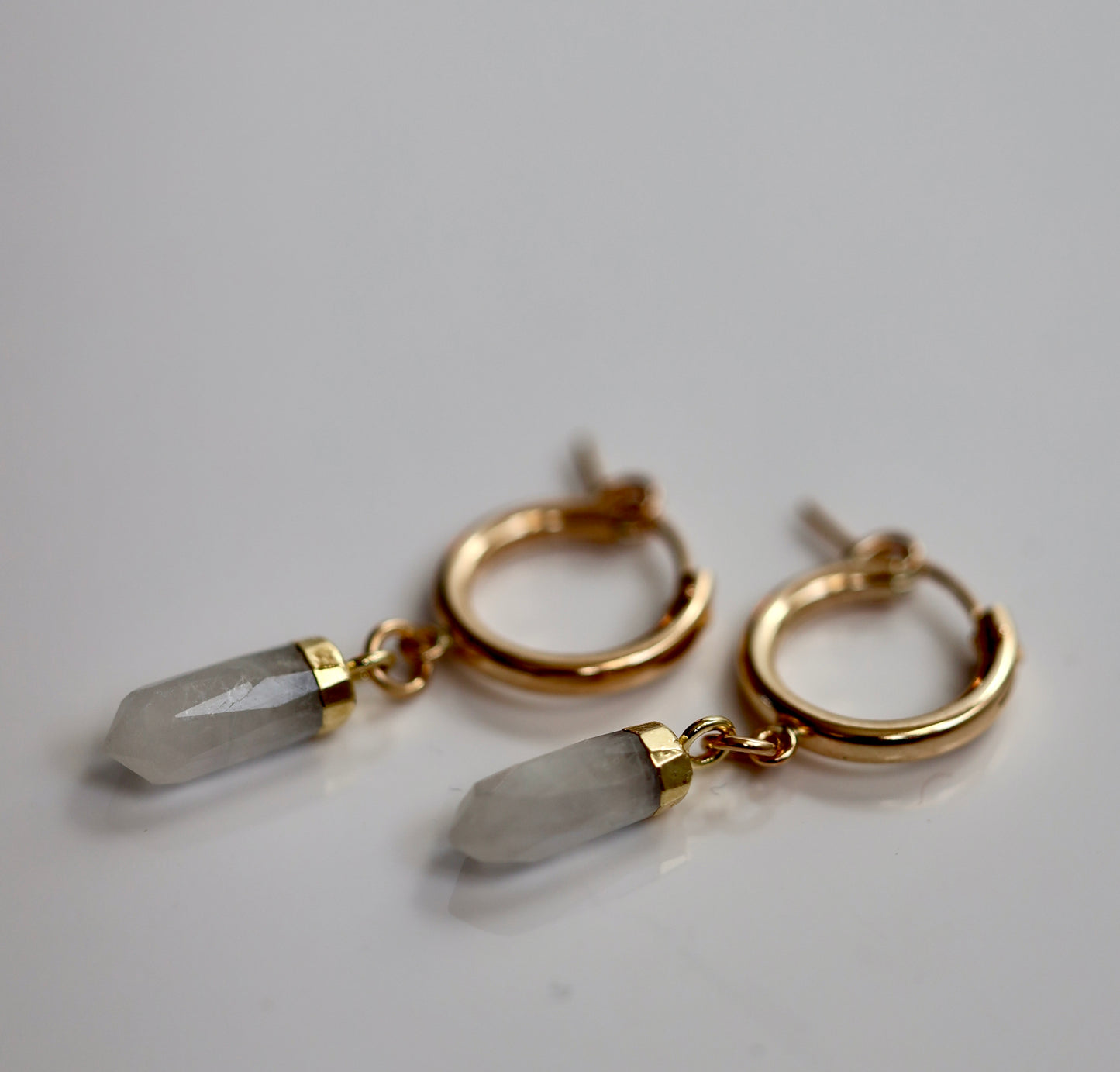 Moonstone Huggie Hoops