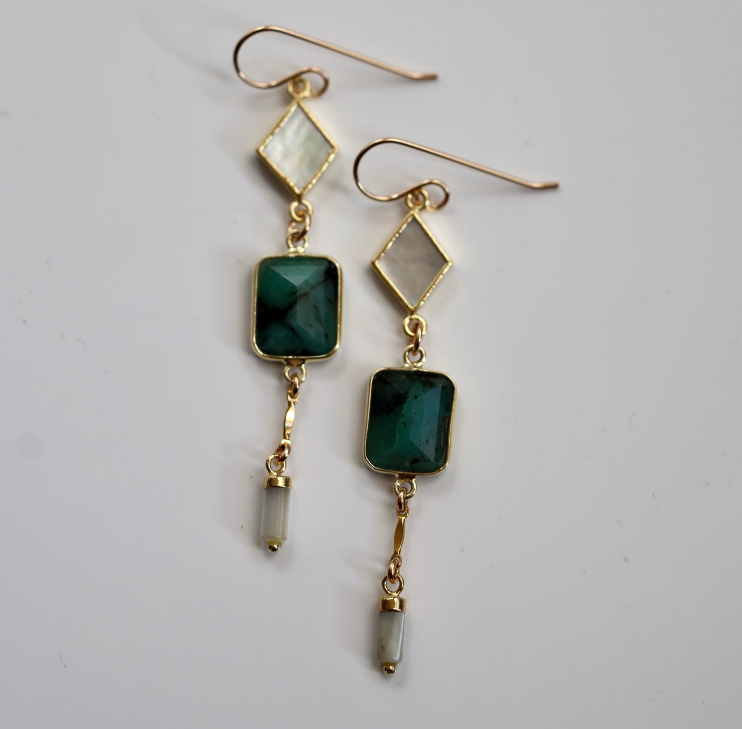 Emerald and Pearl Drop Earrings