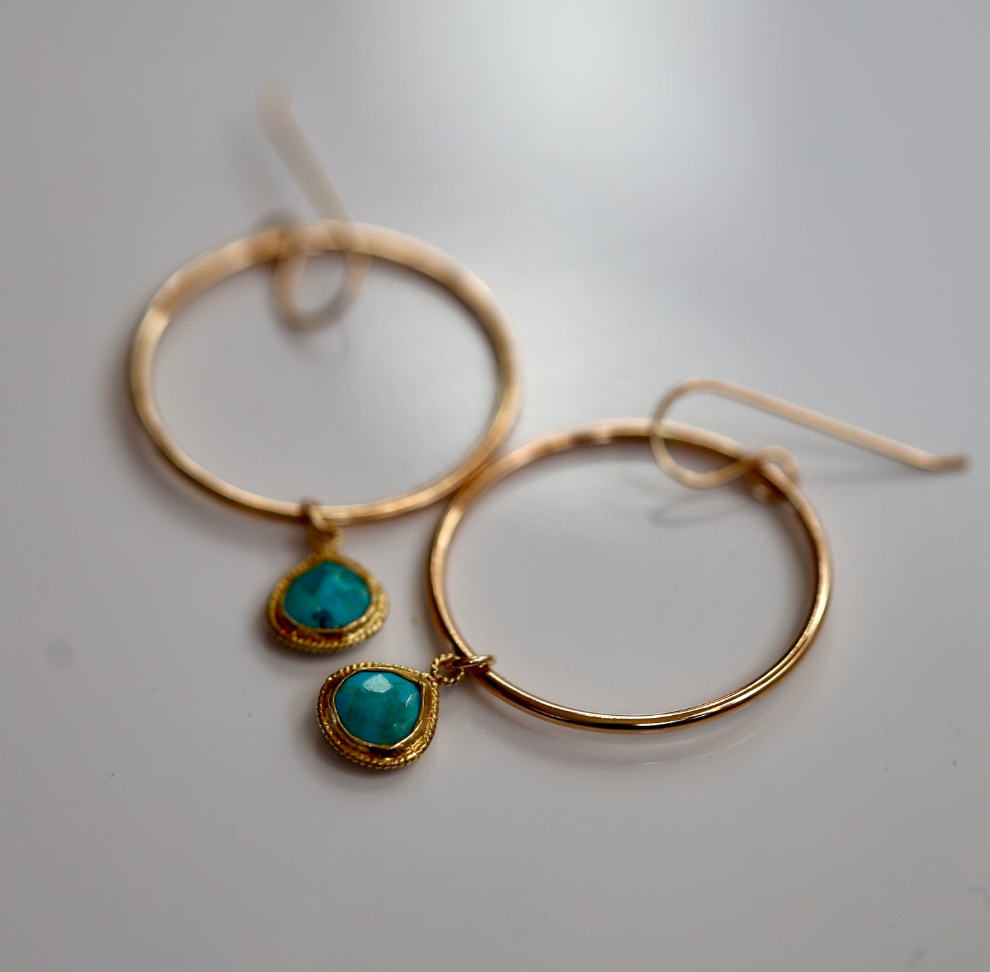 Turquoise Gold Hoops