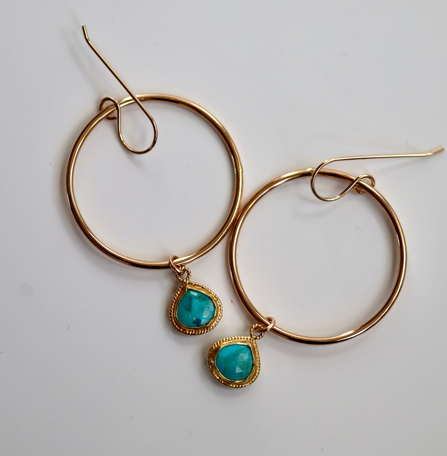 Turquoise Gold Hoops