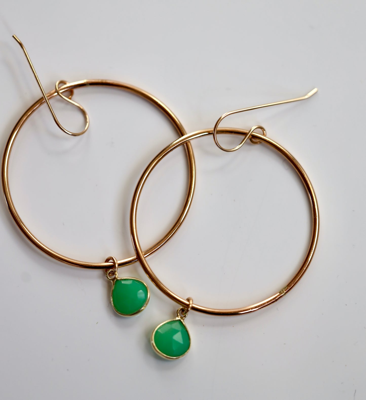 Chrysoprase Gold Hoops