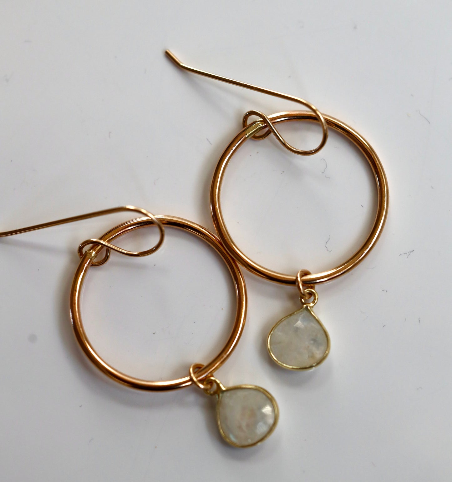 Moonstone Gold Hoops