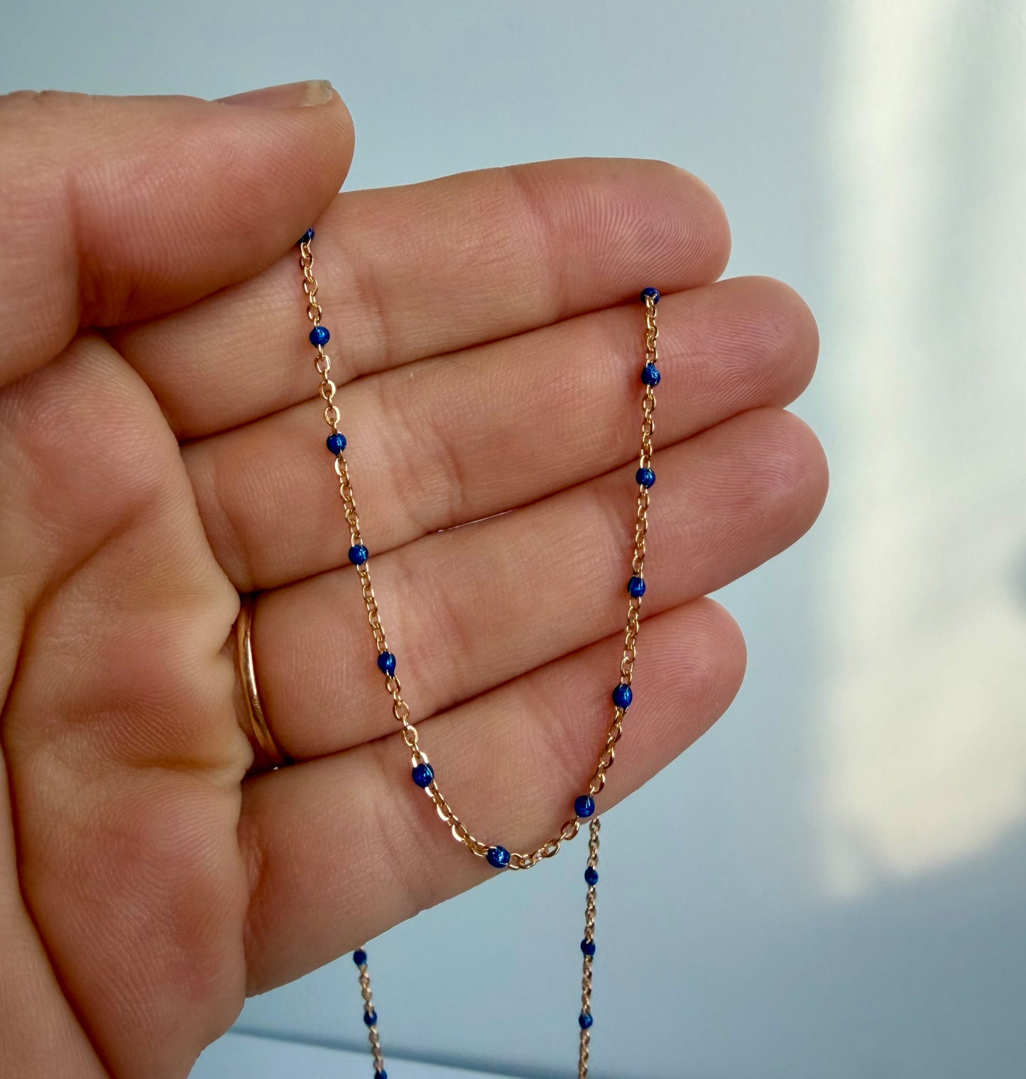 Gold Fill Enamel Chain Navy