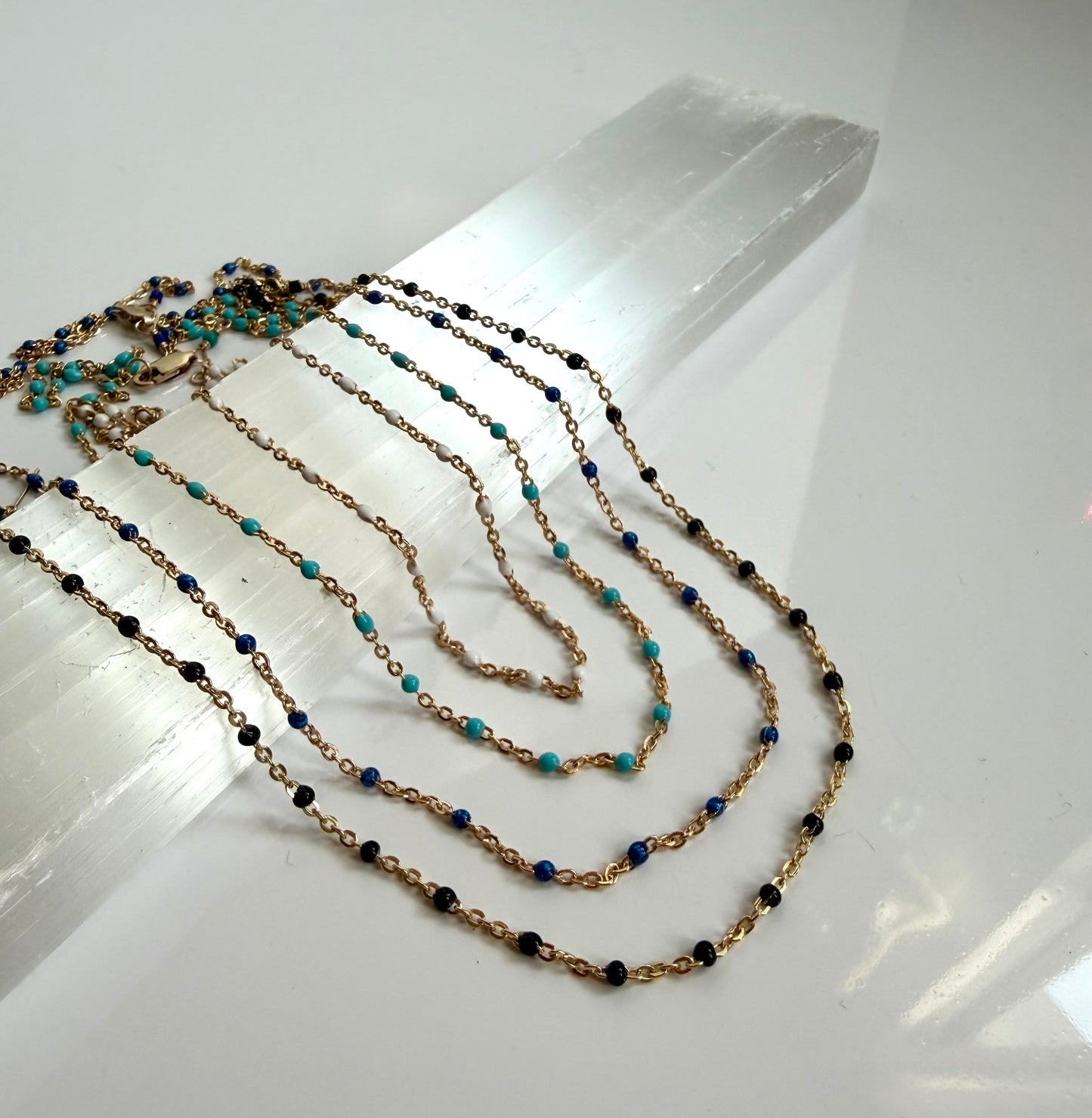 Gold Fill Enamel Chain Navy