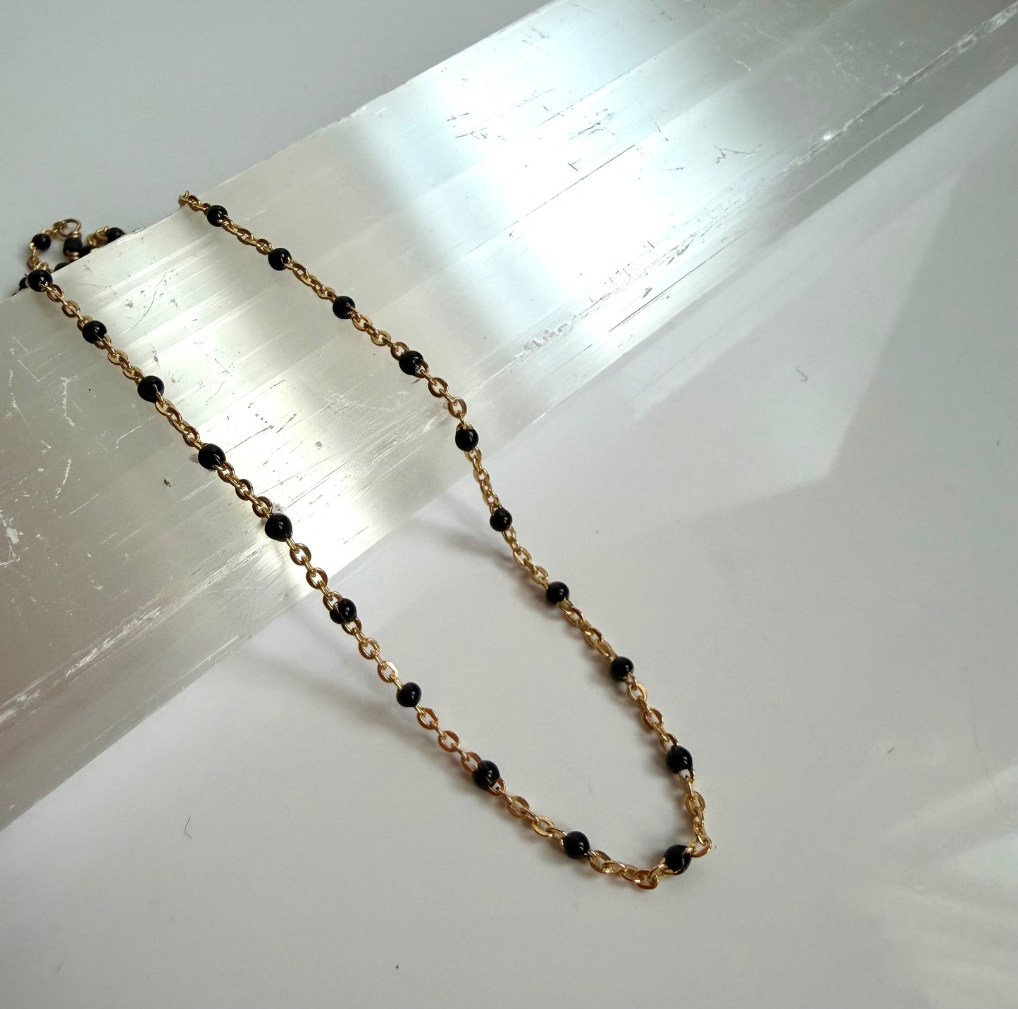 Gold Fill Enamel Chain Black