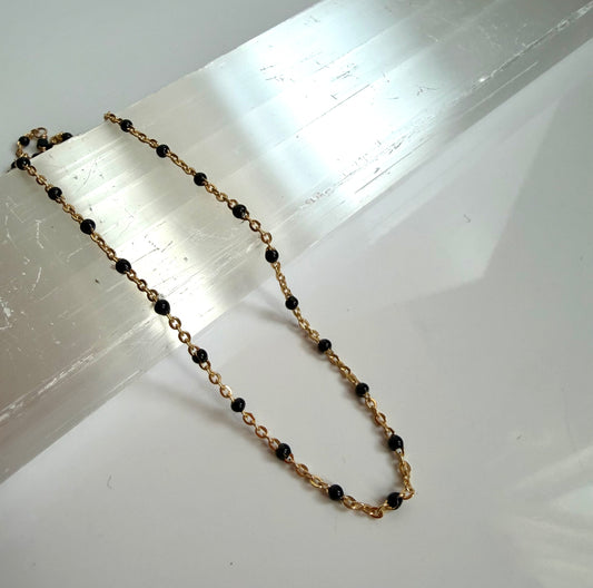 Gold Fill Enamel Chain Black