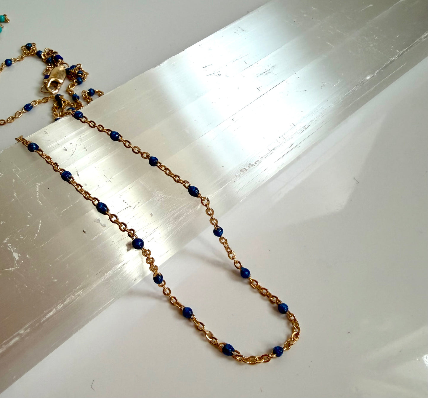 Gold Fill Enamel Chain Navy