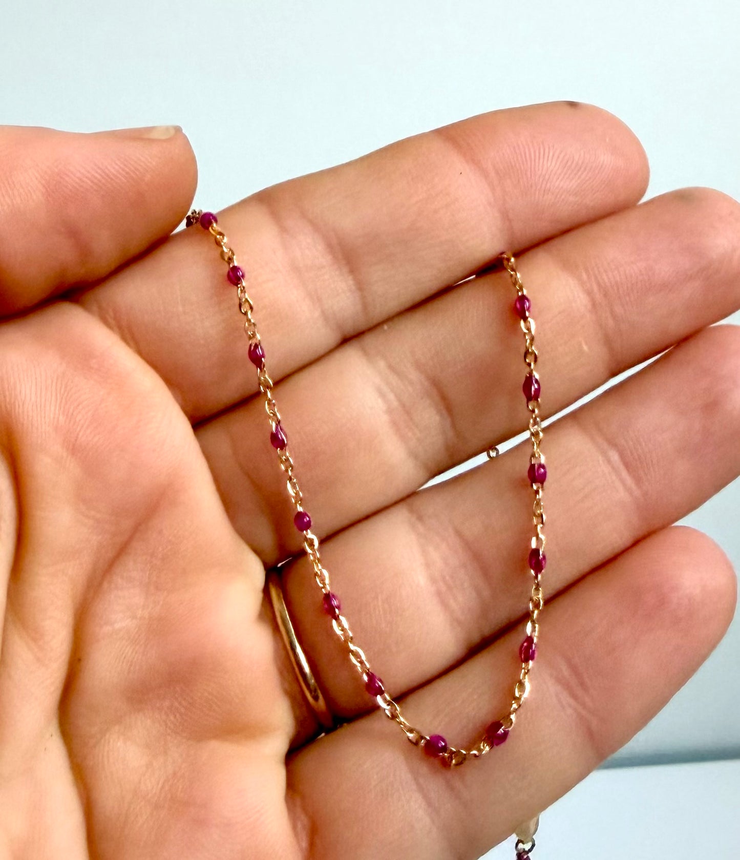 Gold Fill Enamel Chain Fuscia